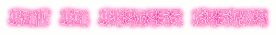 a glowing and pulsating series of funky pink letters, reminiscent of a neon sign. they read "and an ageless rescue"